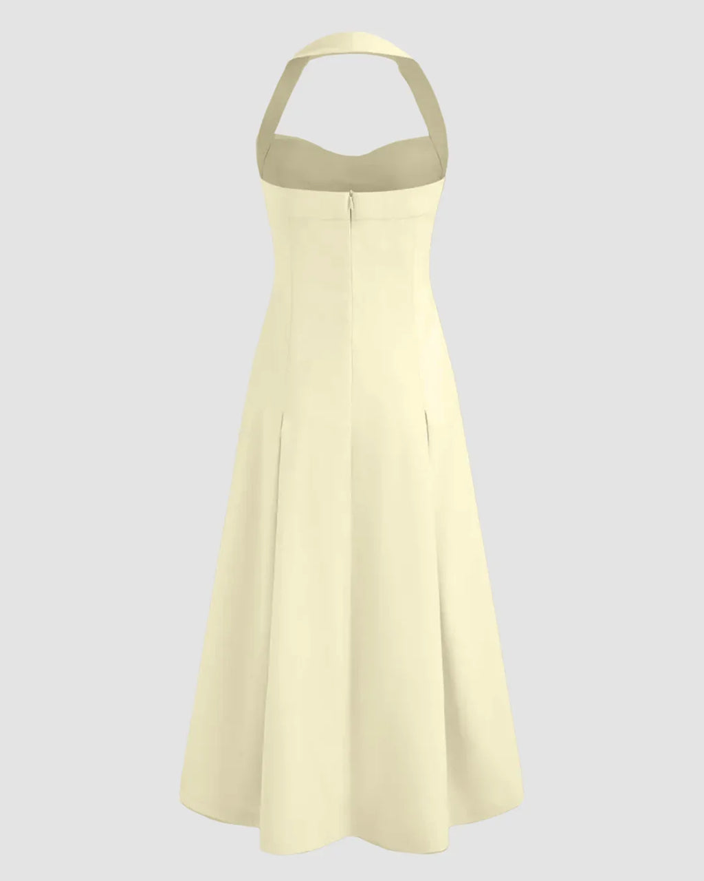 Square Neck Gathered Waist Midi Dress in French Vanilla