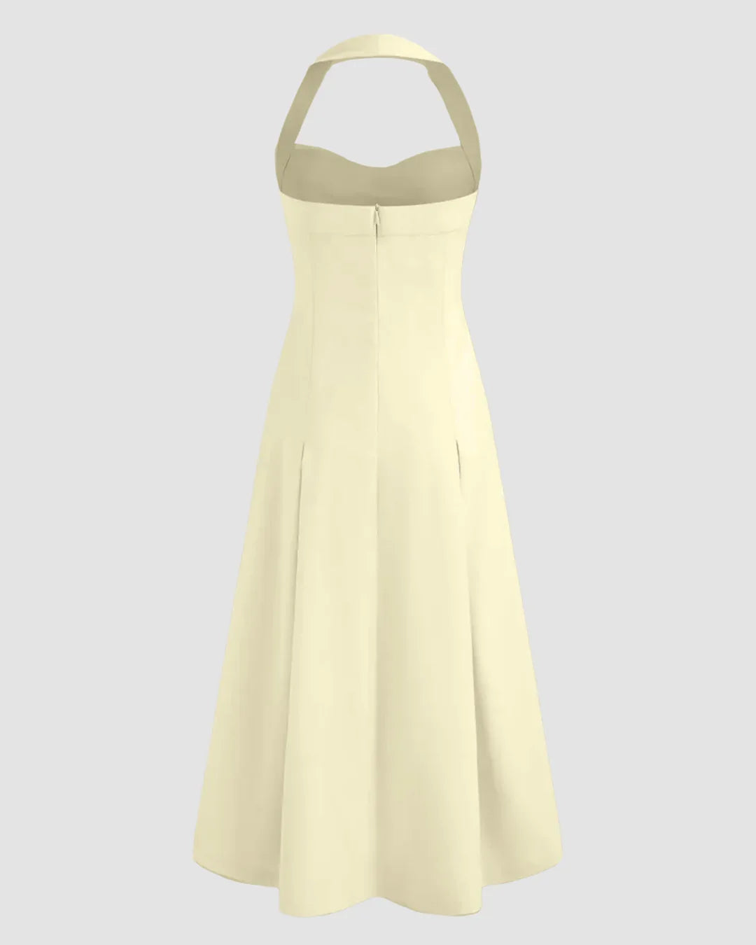 Square Neck Gathered Waist Midi Dress in French Vanilla