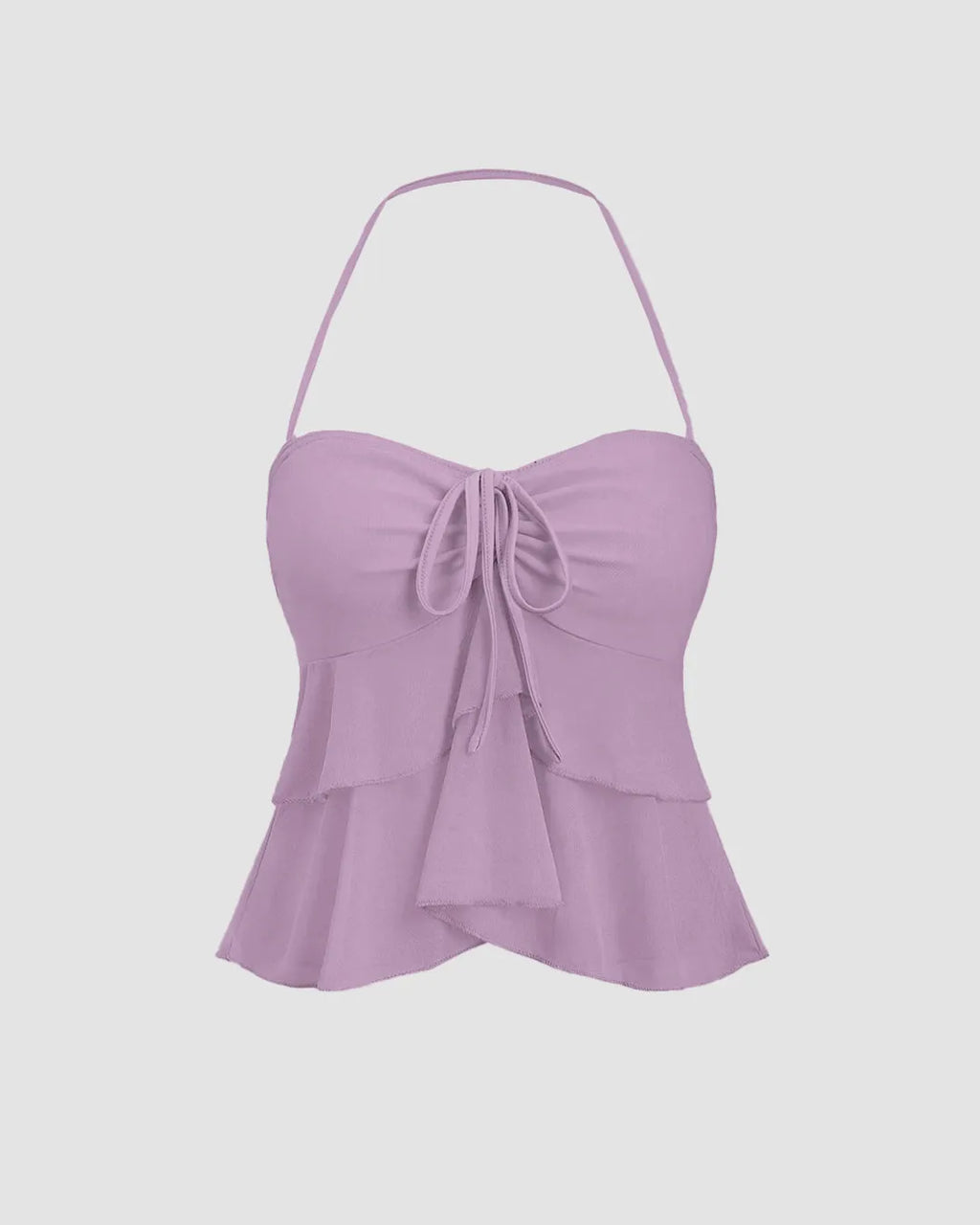 Sweetheart Neck Tiered Halter Top in Lilac