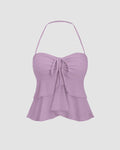 Sweetheart Neck Tiered Halter Top in Lilac