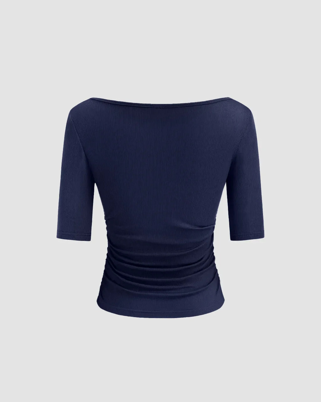 Navy Blue Fitted Knit Half Sleeve Top