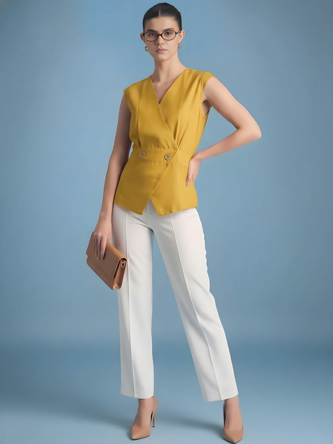 Sleeveless Pure Linen Wrap Vest