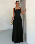 Square Neck Sleeveless Maxi Dress in Black