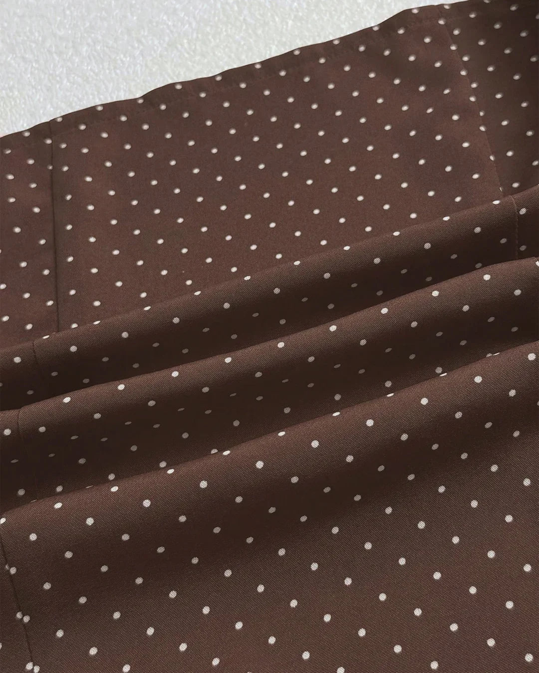 Brown Polka Dot Button Down Collared Top