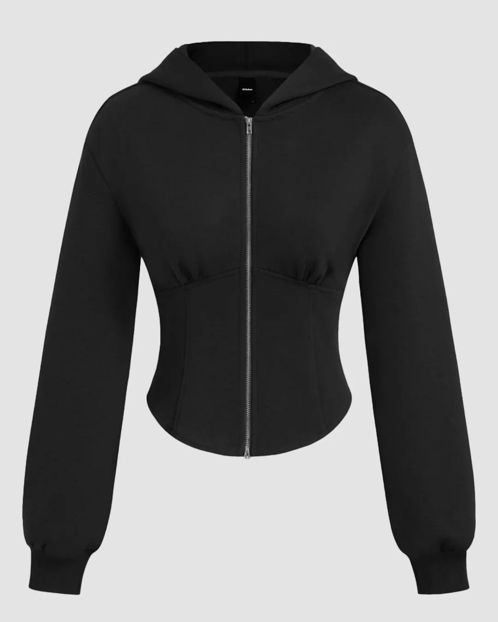Black Zip-Up Corset Hoodie