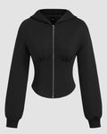 Black Zip-Up Corset Hoodie
