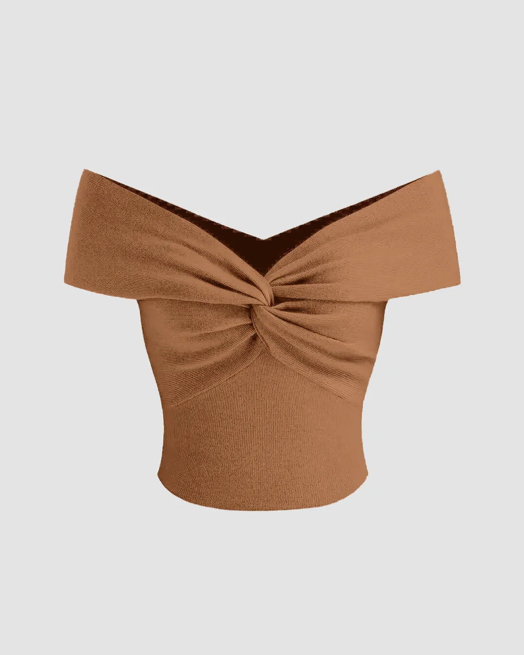Off-shoulder Ruched Mud Gold Crop Top