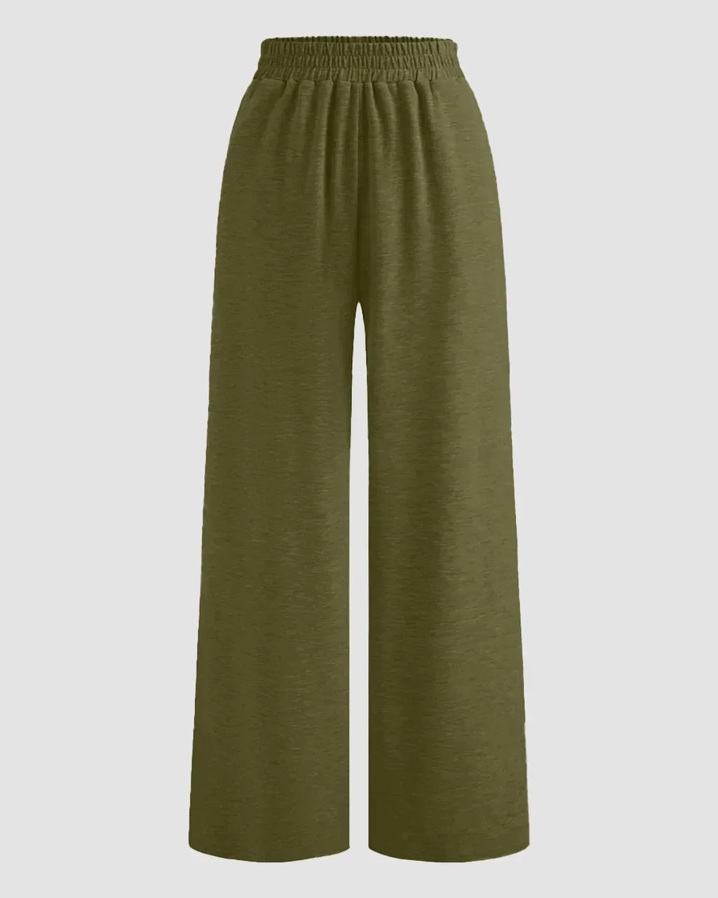 Solid Button Sleeveless Top With Solid Wide Leg Trousers In Avocado