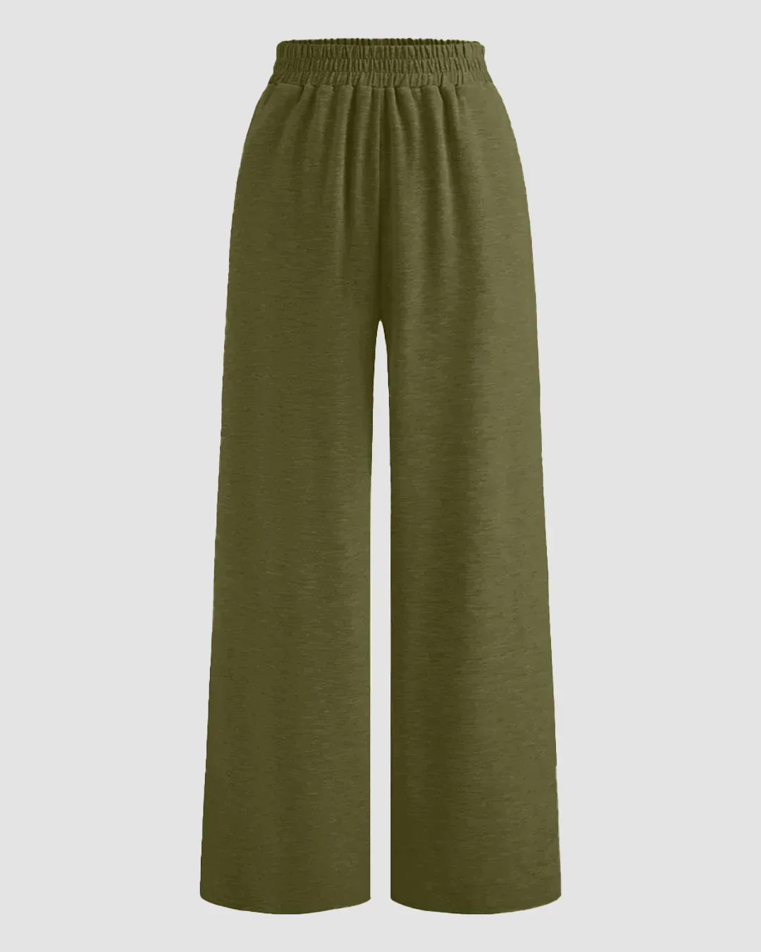 Solid Button Sleeveless Top With Solid Wide Leg Trousers In Avocado