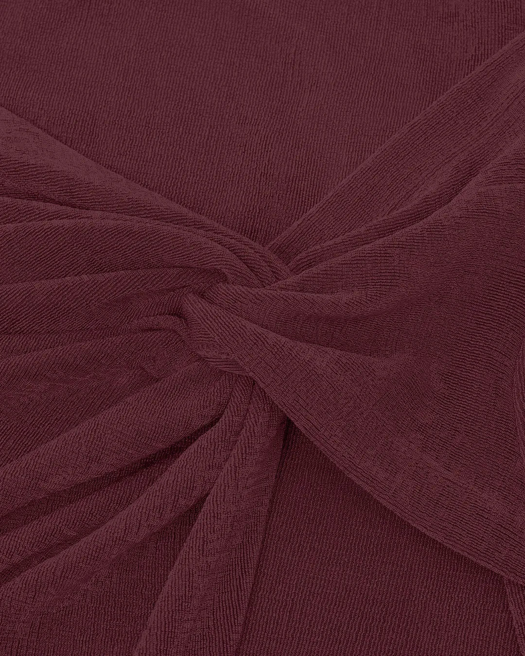 High-Waist Draped Side-Slit Midi Skirt in Maroon