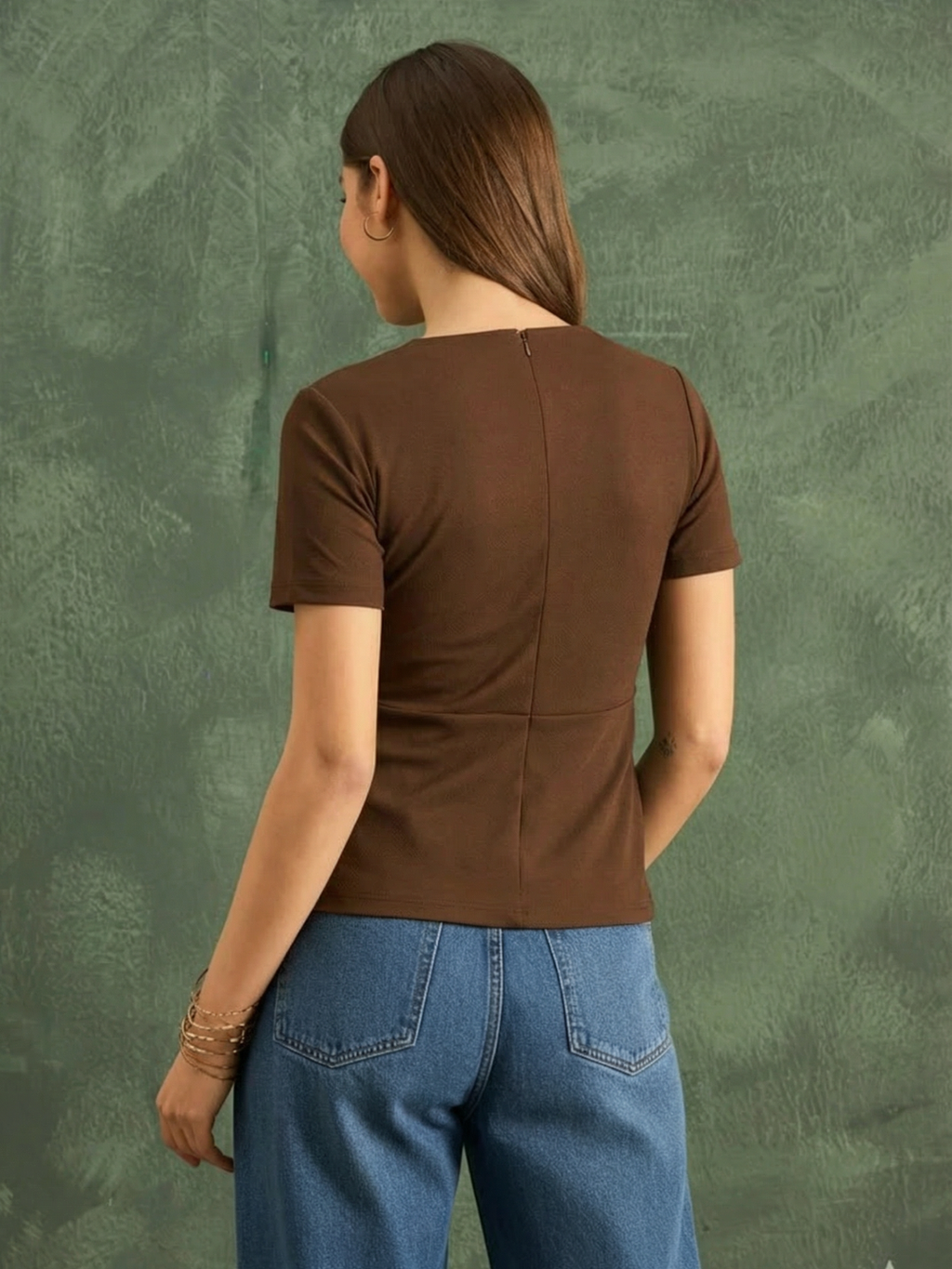 Stretchable Half Sleeve Peplum Top