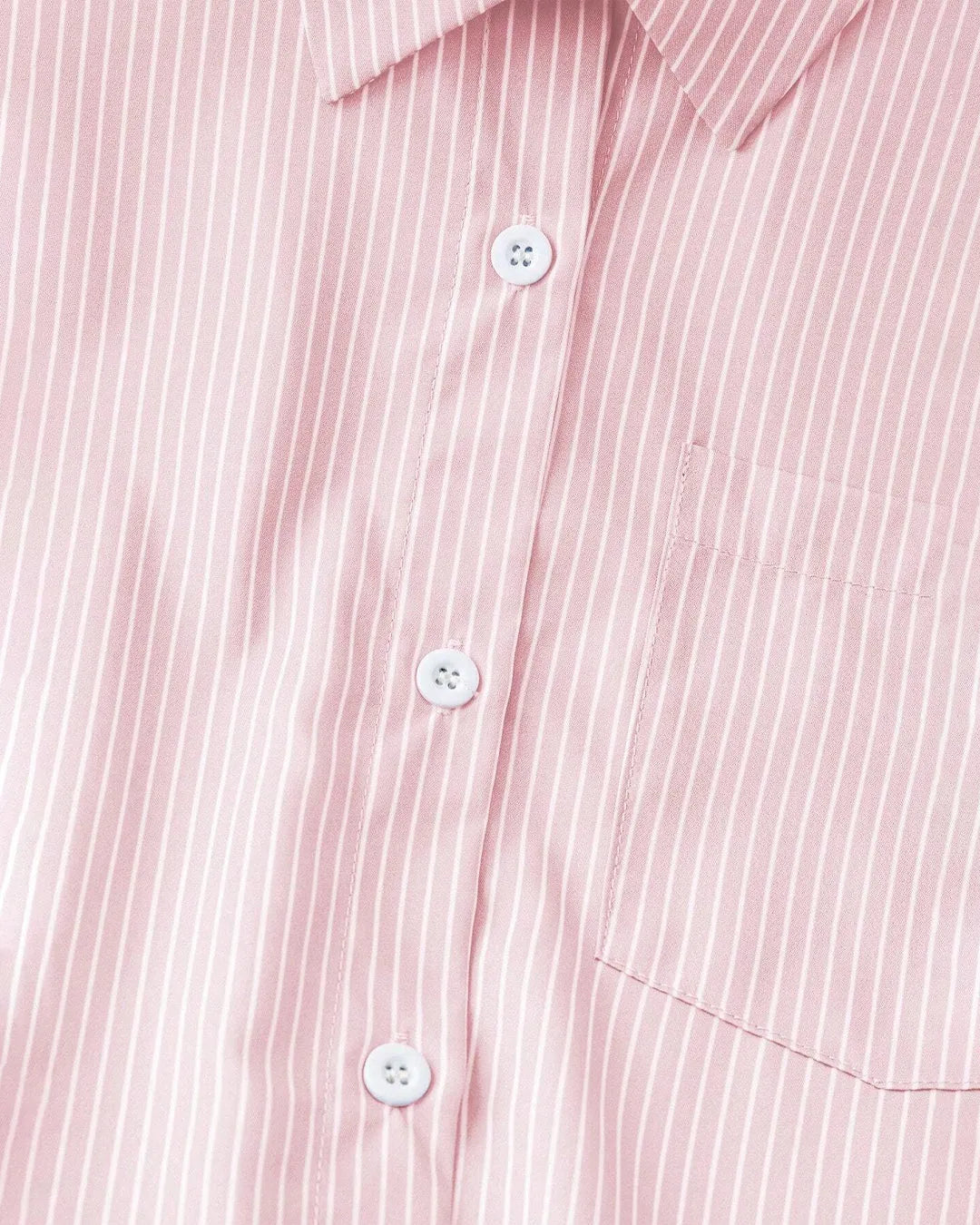 Striped Crop Shirt with Button Front and Collar