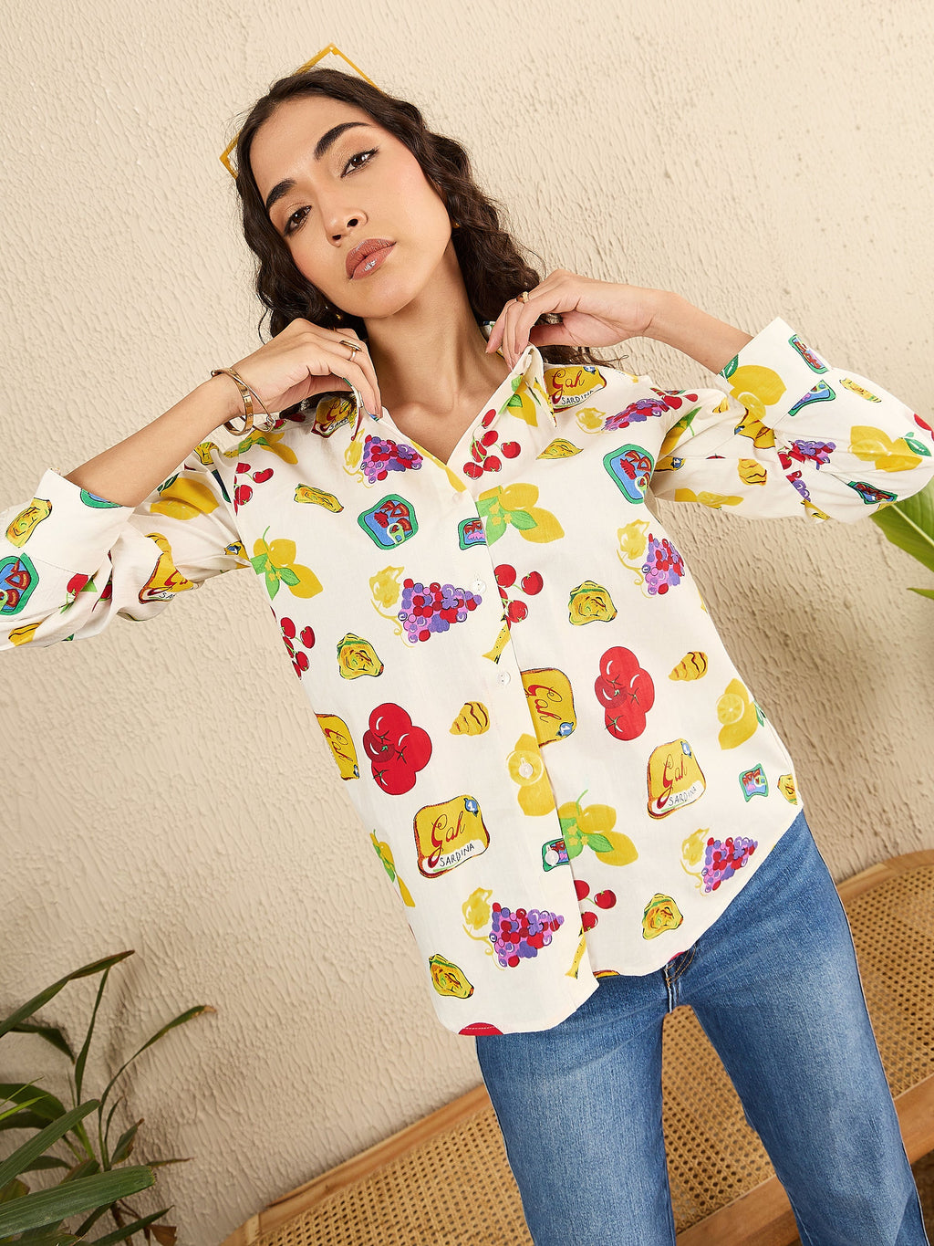Printed Cotton Shirt - Pinkkup