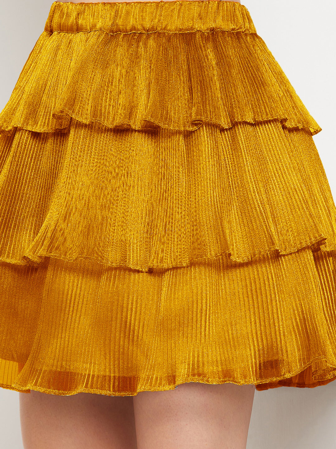 Short Ruffle Pleated Organza Skirt
