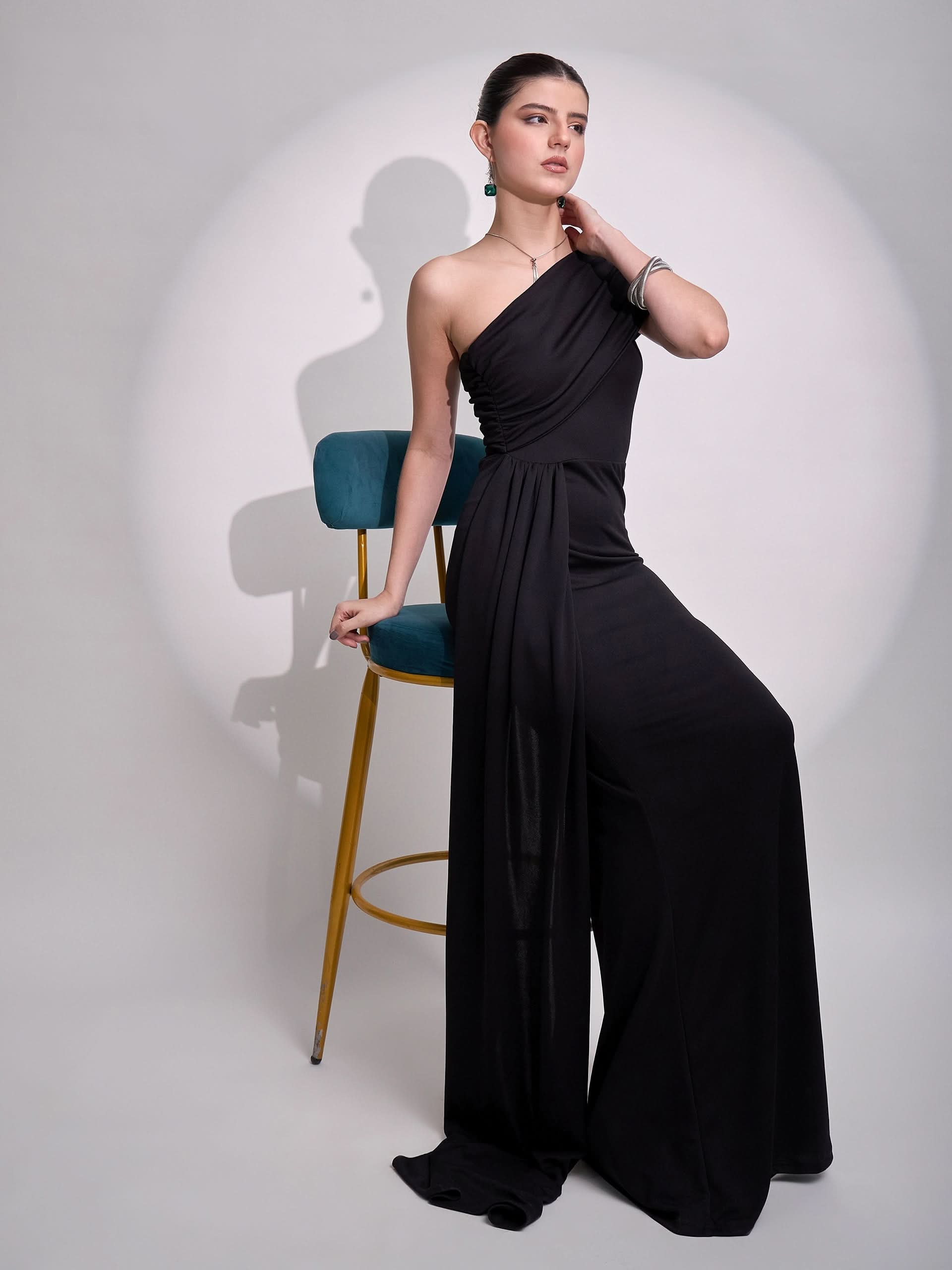Stretchable One Shoulder Maxi Dress