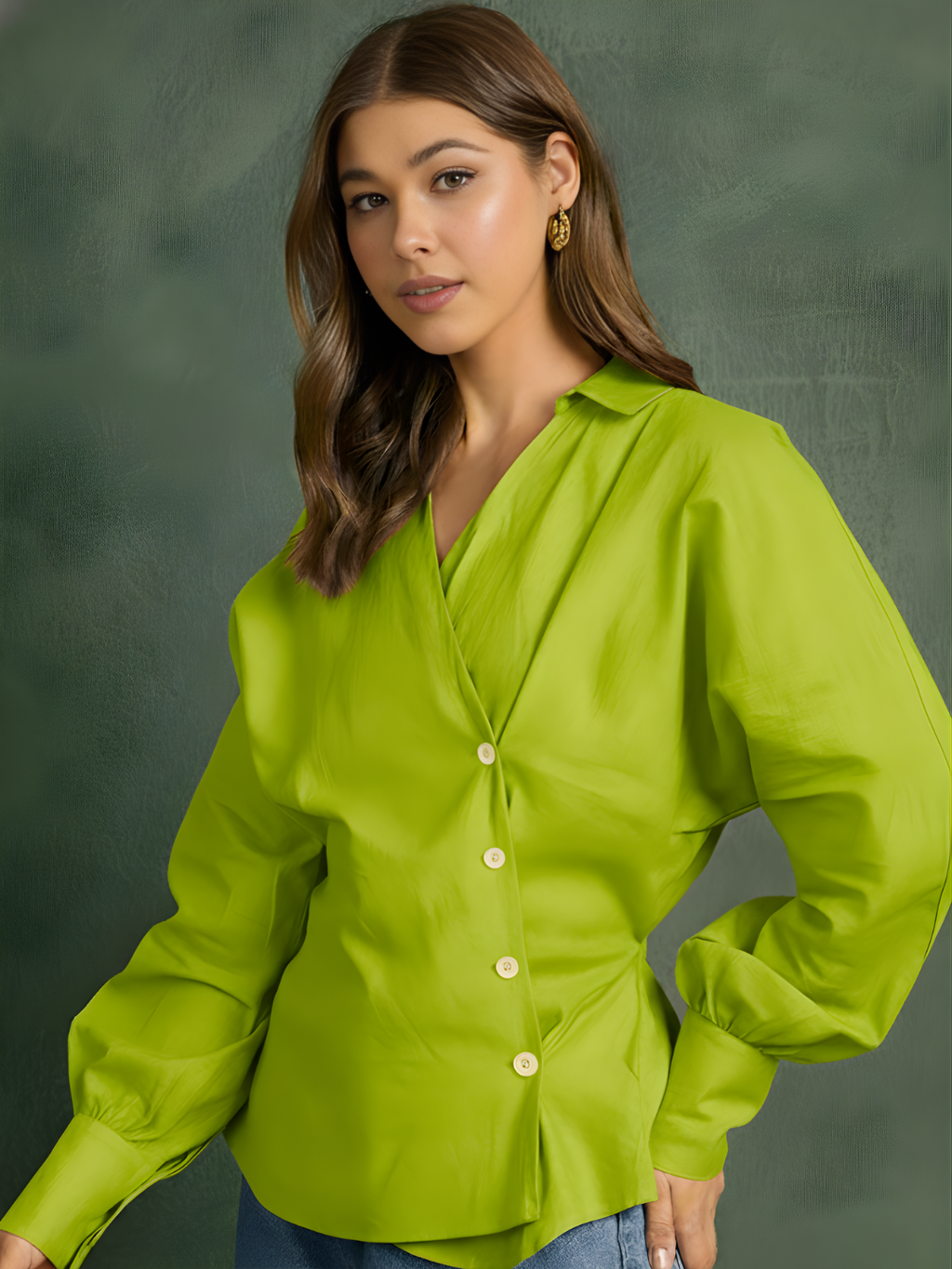 Balloon Sleeves Pure Cotton Shirt - Pinkkup