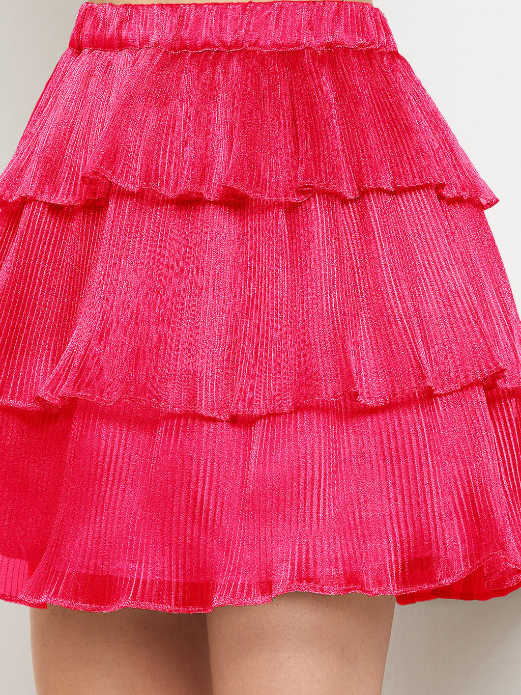 Short Ruffle Pleated Organza Skirt