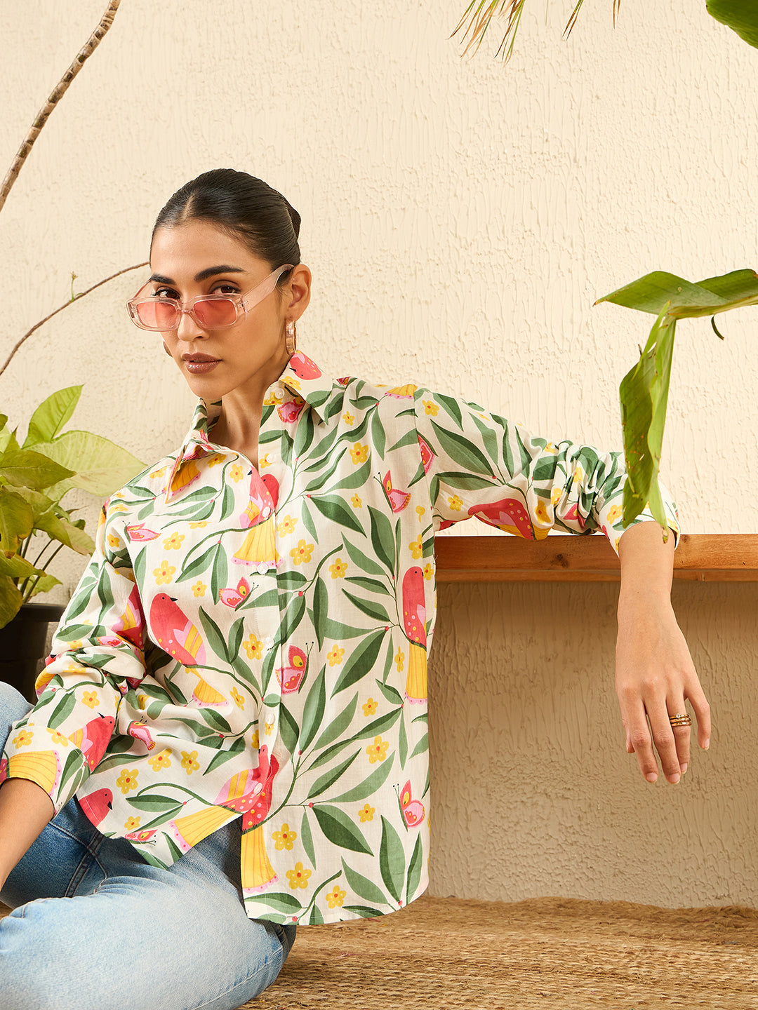Printed Cotton Shirt - Pinkkup