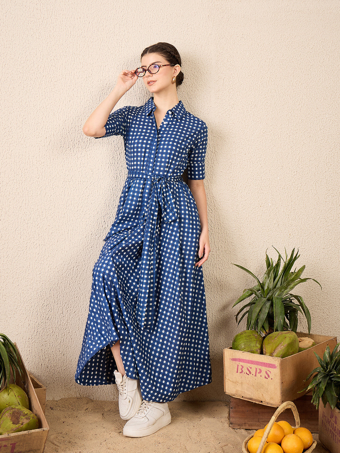 Linen Buttoned Down Shirt Dress With Belt (with Lining)