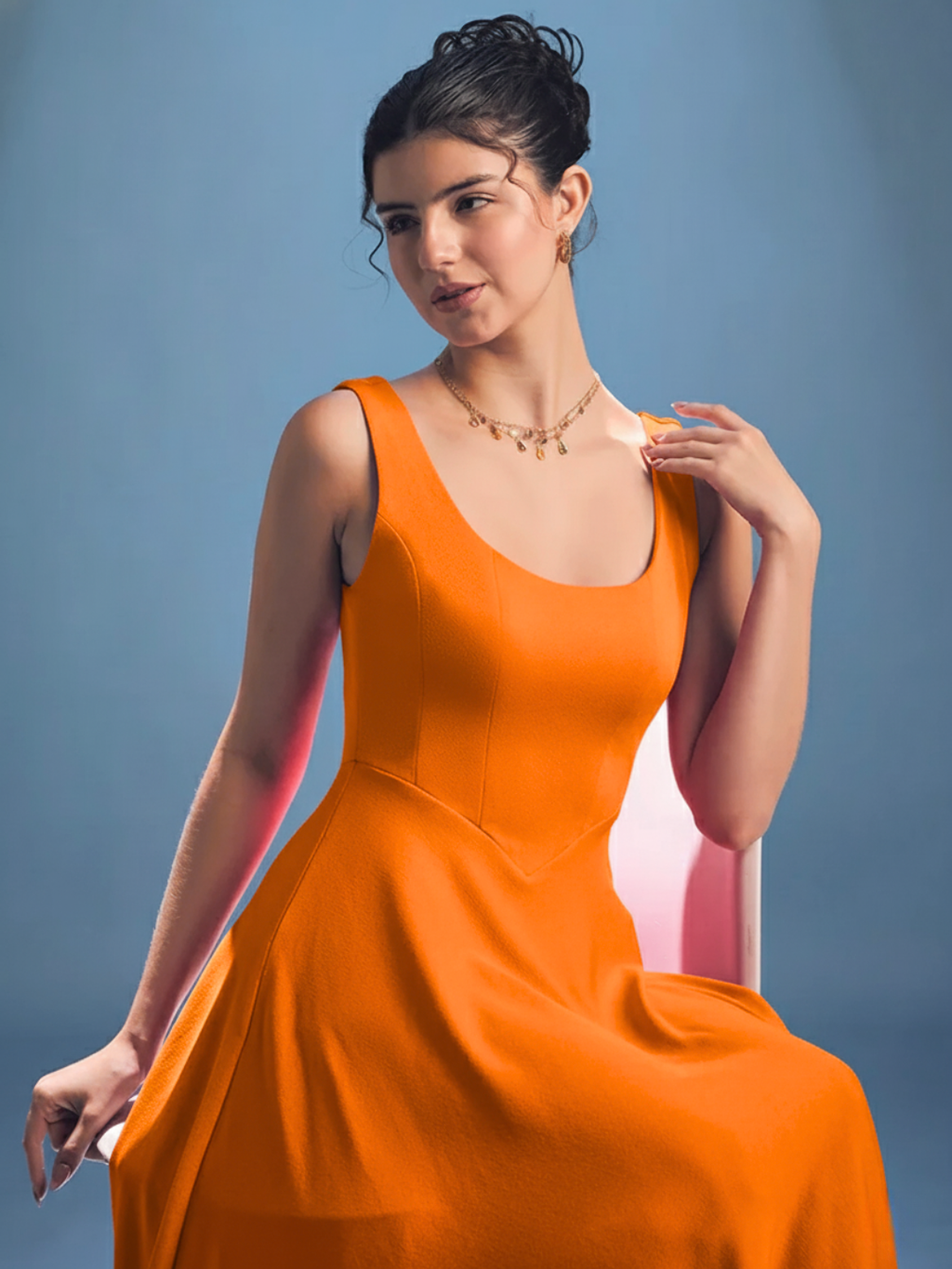 Stretchable Corset Fit & Flare Midi Dress