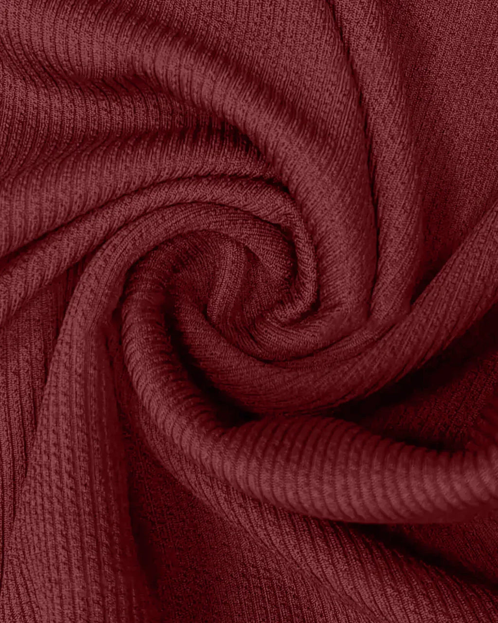 High-Waist Ruched Mermaid-Hem Midi Skirt in Maroon