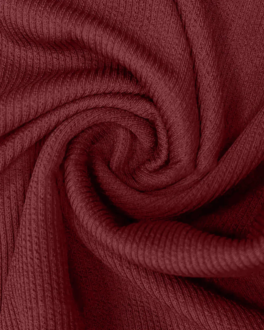 High-Waist Ruched Mermaid-Hem Midi Skirt in Maroon