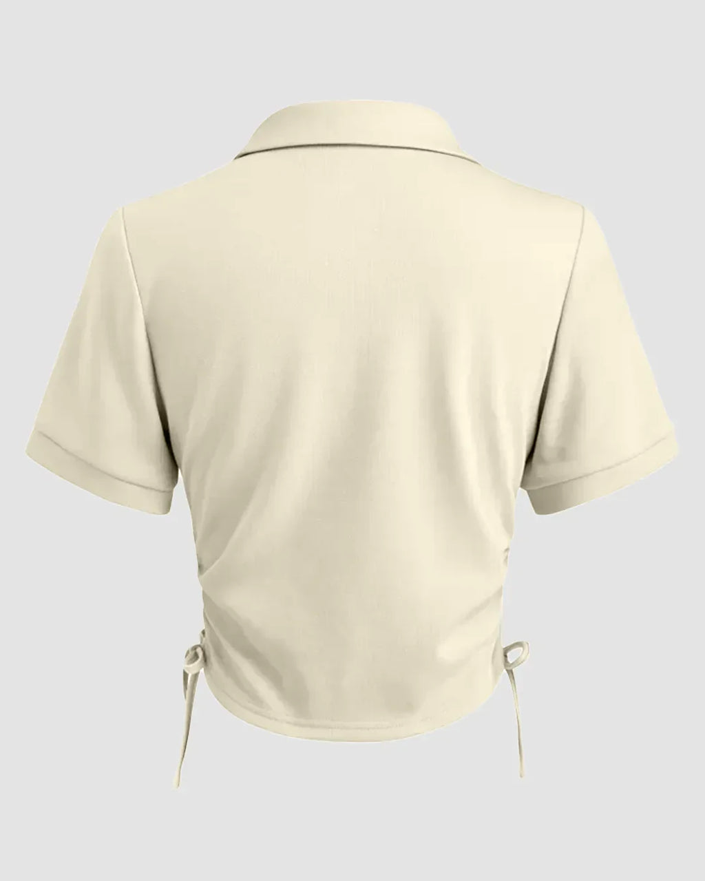 Collar Neck Ruched Side Crop Top in Apricot