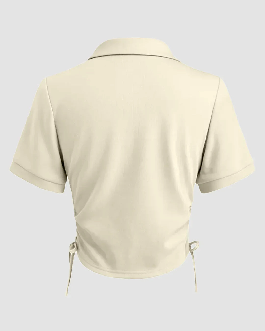 Collar Neck Ruched Side Crop Top in Apricot