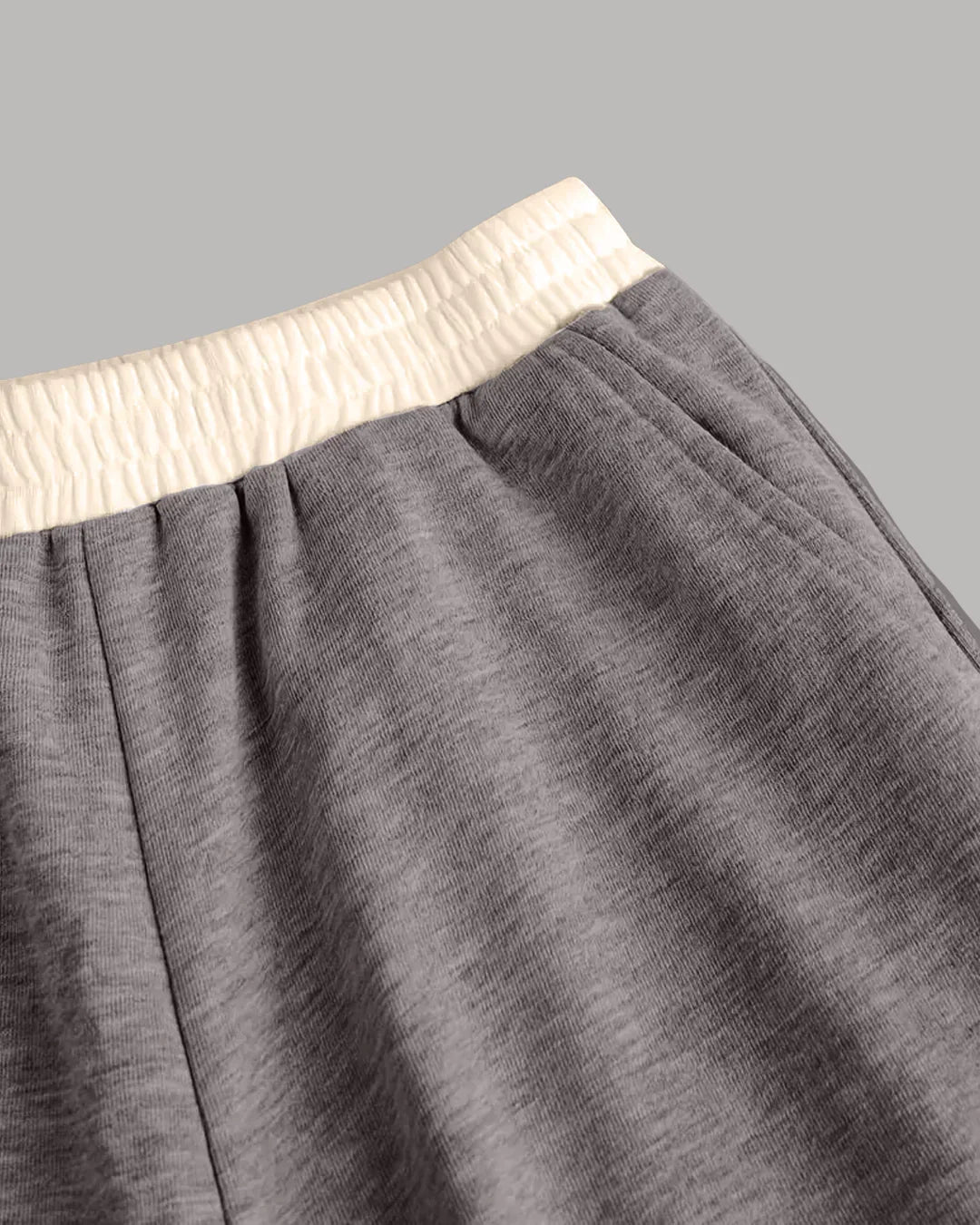 Melange Long Sleeve Fitted Top & Wide-Leg Pants Set