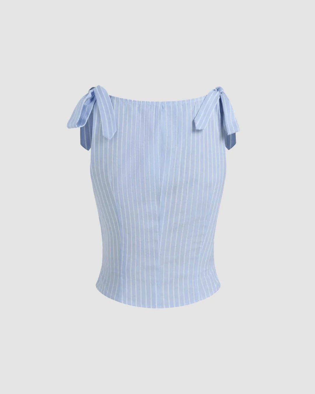 Boat Neckline Striped Bowknot Ruched Tank Top