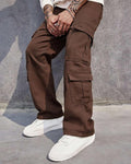 Men Flap Pocket Cargo Trouser In Brown