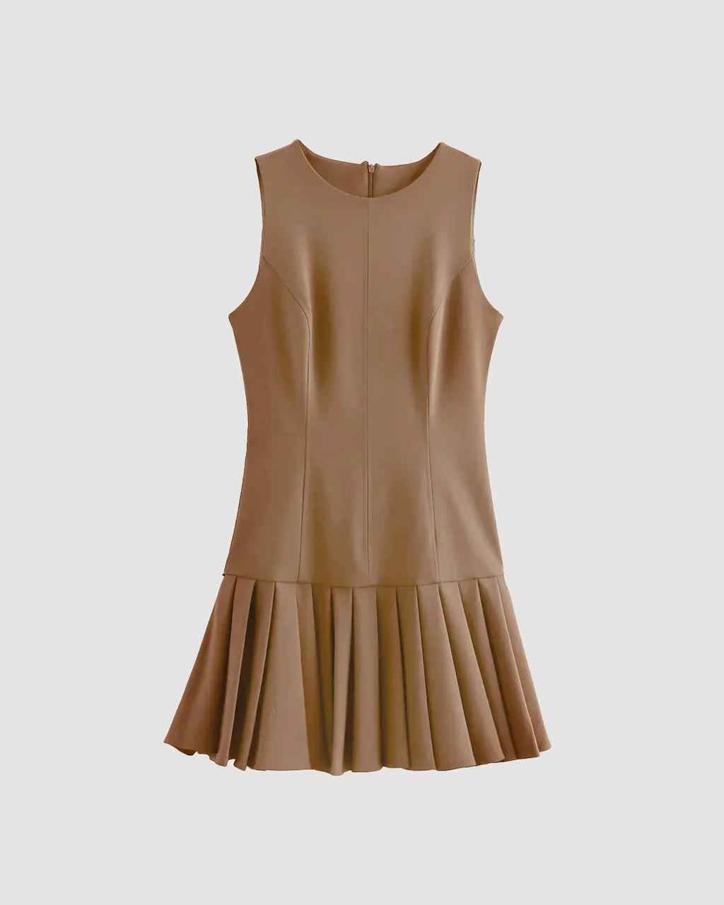 Mud Sleeveless Pleated Hem Dress