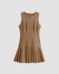 Mud Sleeveless Pleated Hem Dress