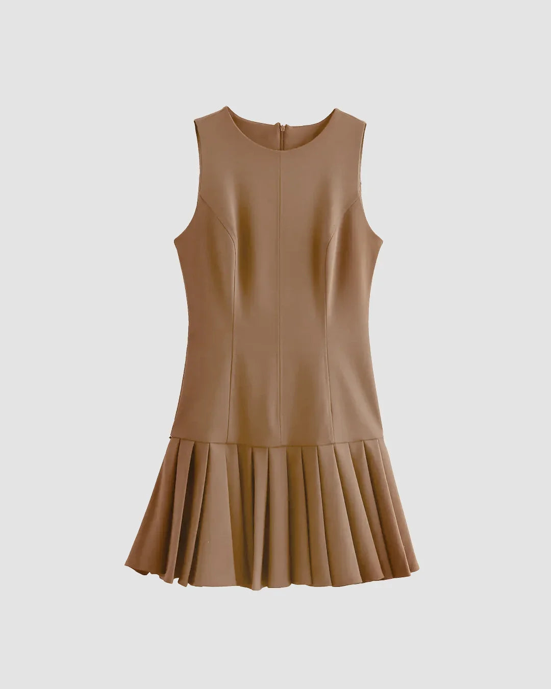 Mud Sleeveless Pleated Hem Dress