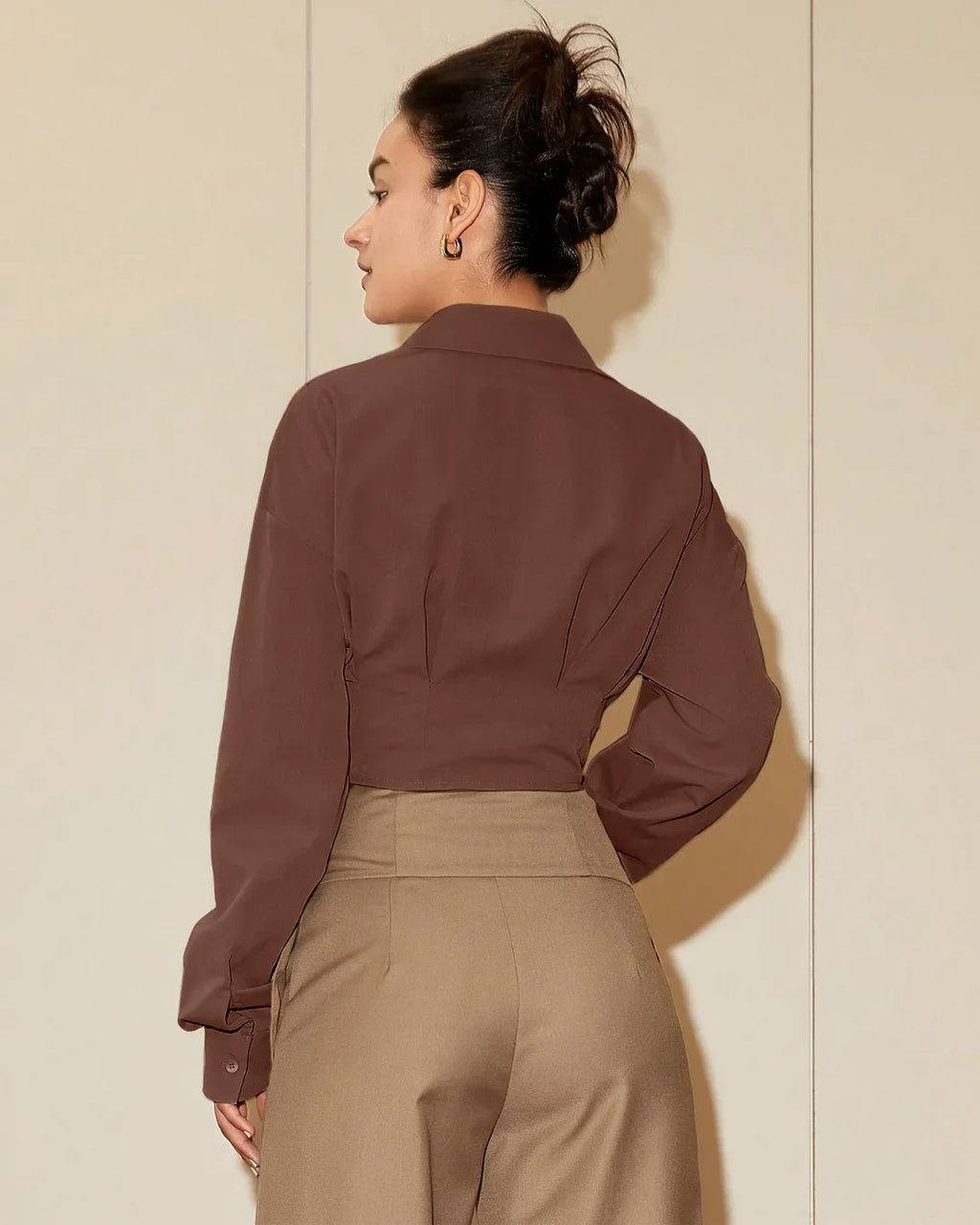 Brown Collared Button Down Fitted Shirt