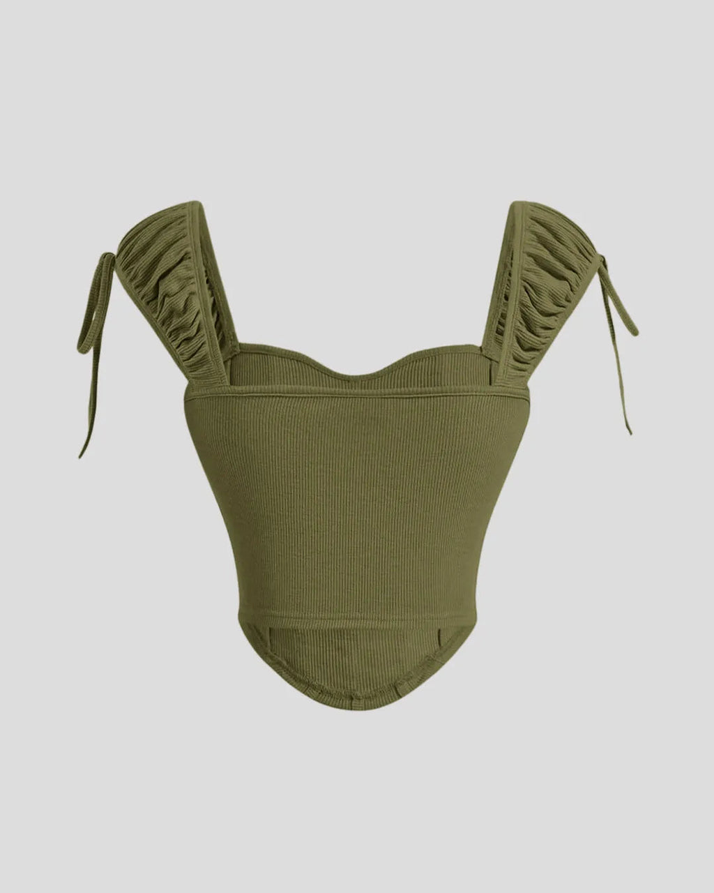 Ribbed Corset Style Sleeveless Top in Avocado