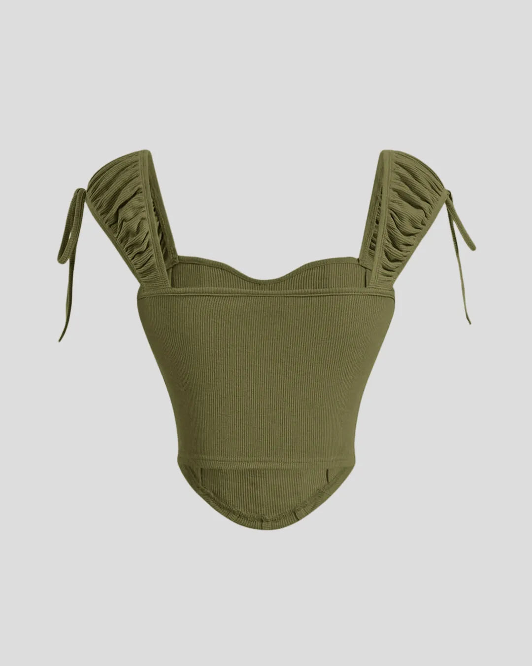 Ribbed Corset Style Sleeveless Top in Avocado
