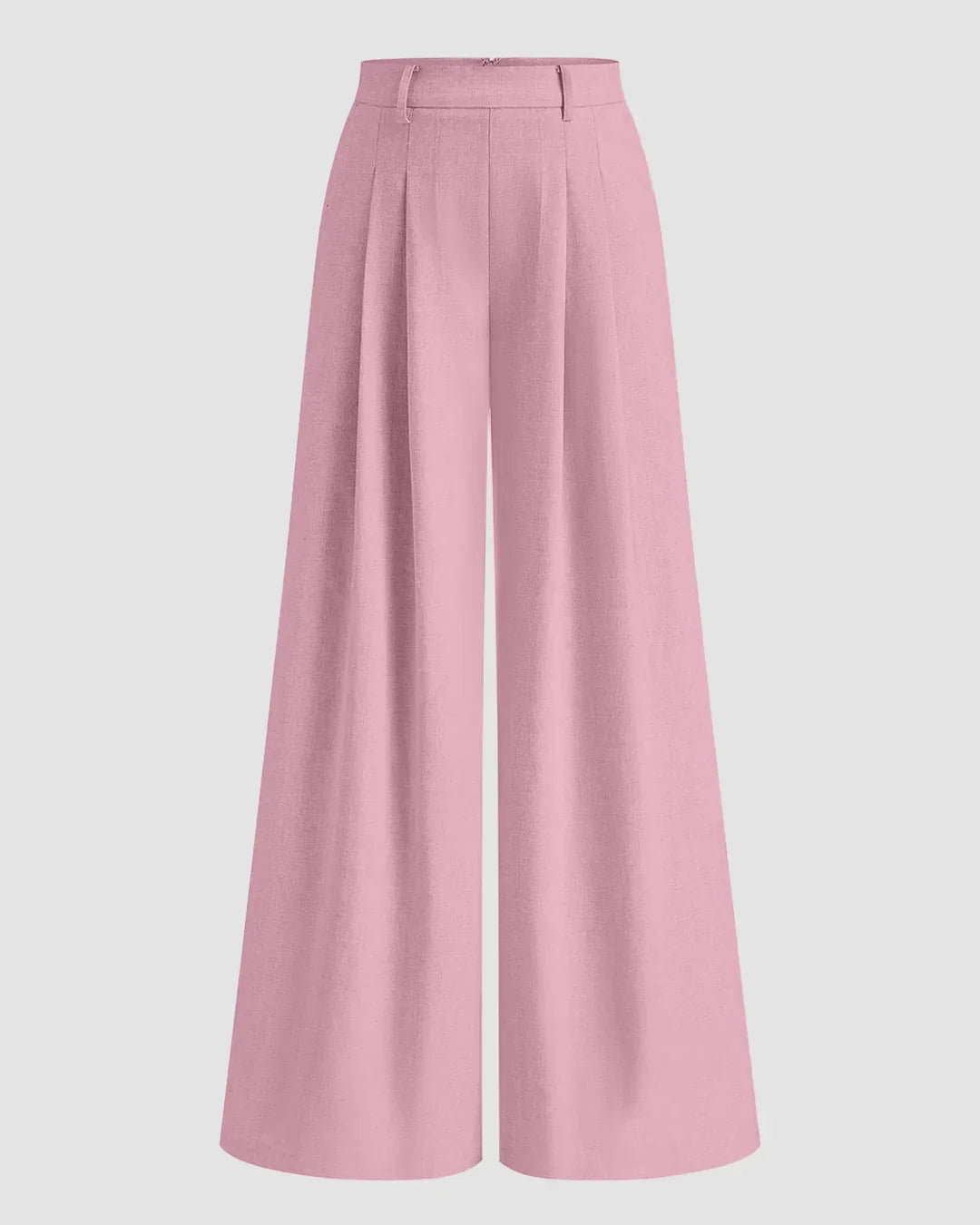 High-Waist Wide Leg Pleated Trousers in Pink