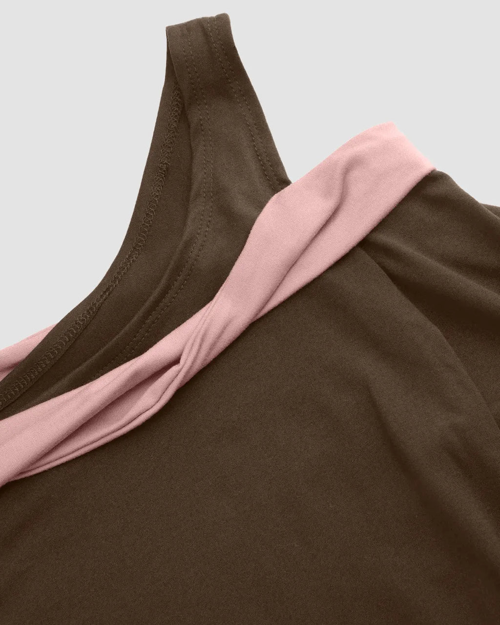 Rose and Brown Color block Off Shoulder Full Sleeve Top