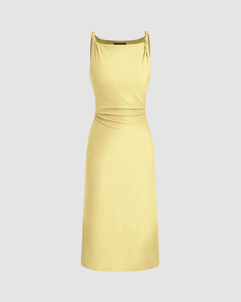 Minimal Cowl Neck Bodycon Dress in Vanilla