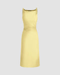 Minimal Cowl Neck Bodycon Dress in Vanilla