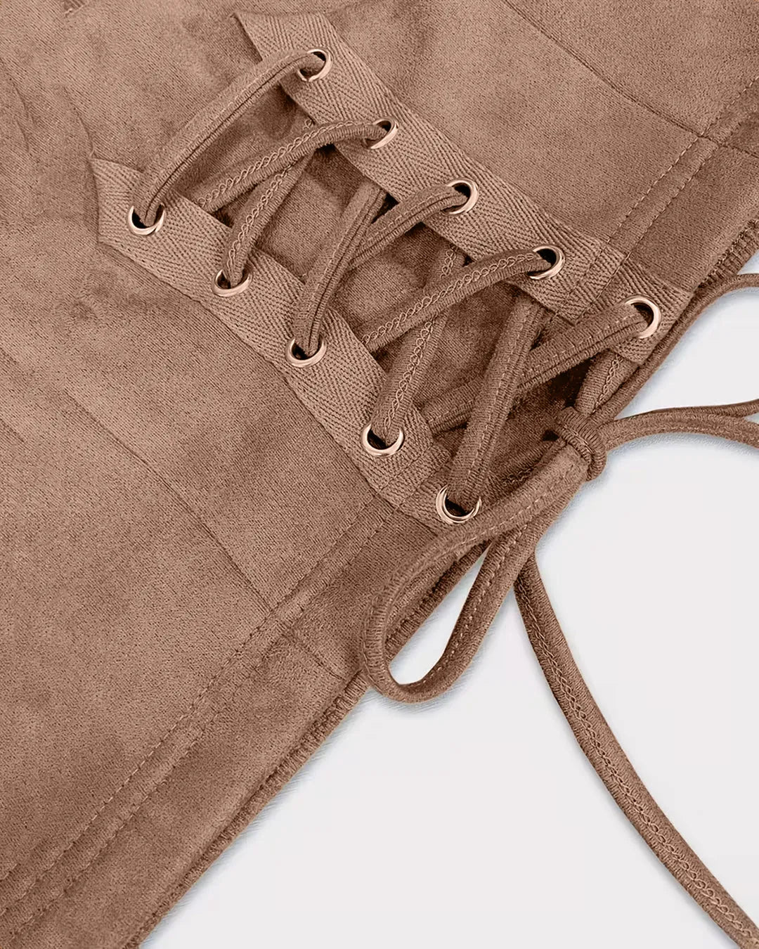 Brown Backless Tank Top with Mid-Section Tie Detail