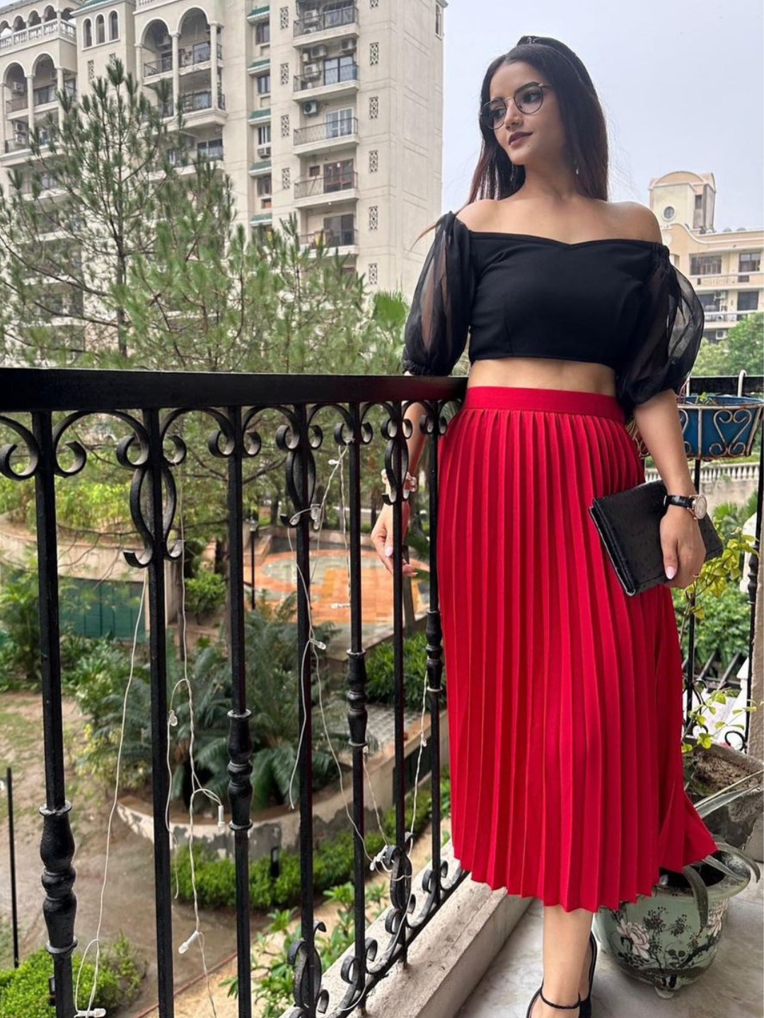 Pleated Midi Skirt - Pinkkup