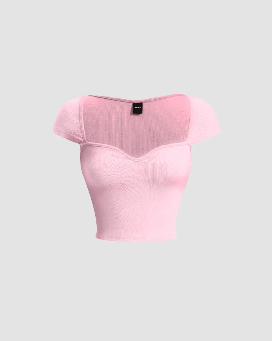Sweetheart Neck Sheer Cap Sleeve Top in Baby Pink