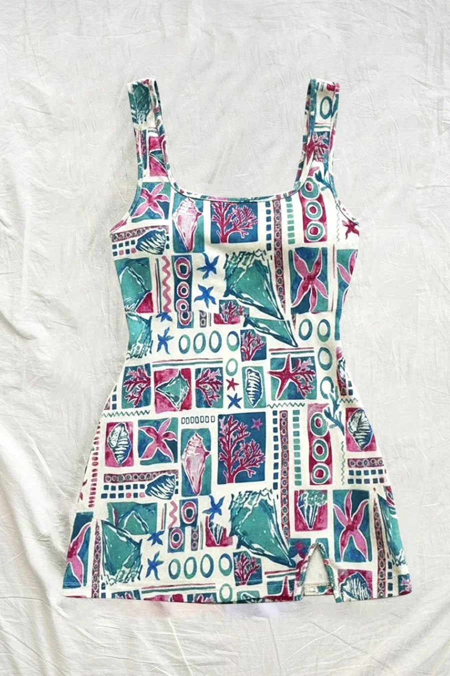 Multicolor Printed Sleeveless A-Line Mini Dress