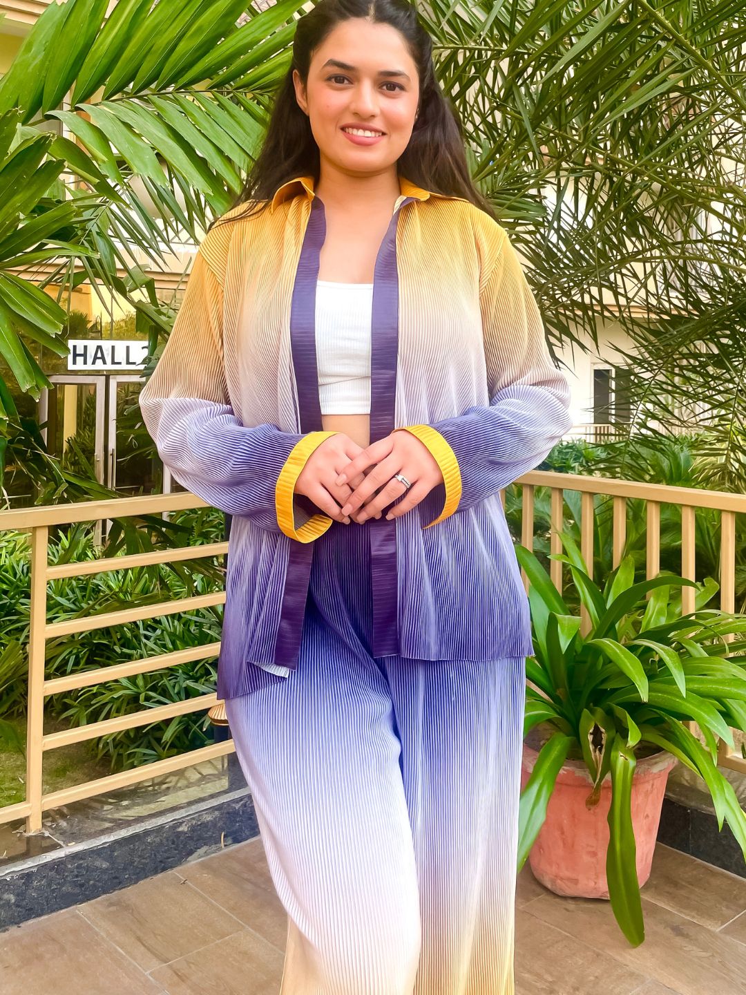 Pleated Two Piece Ombre Co-ord Set