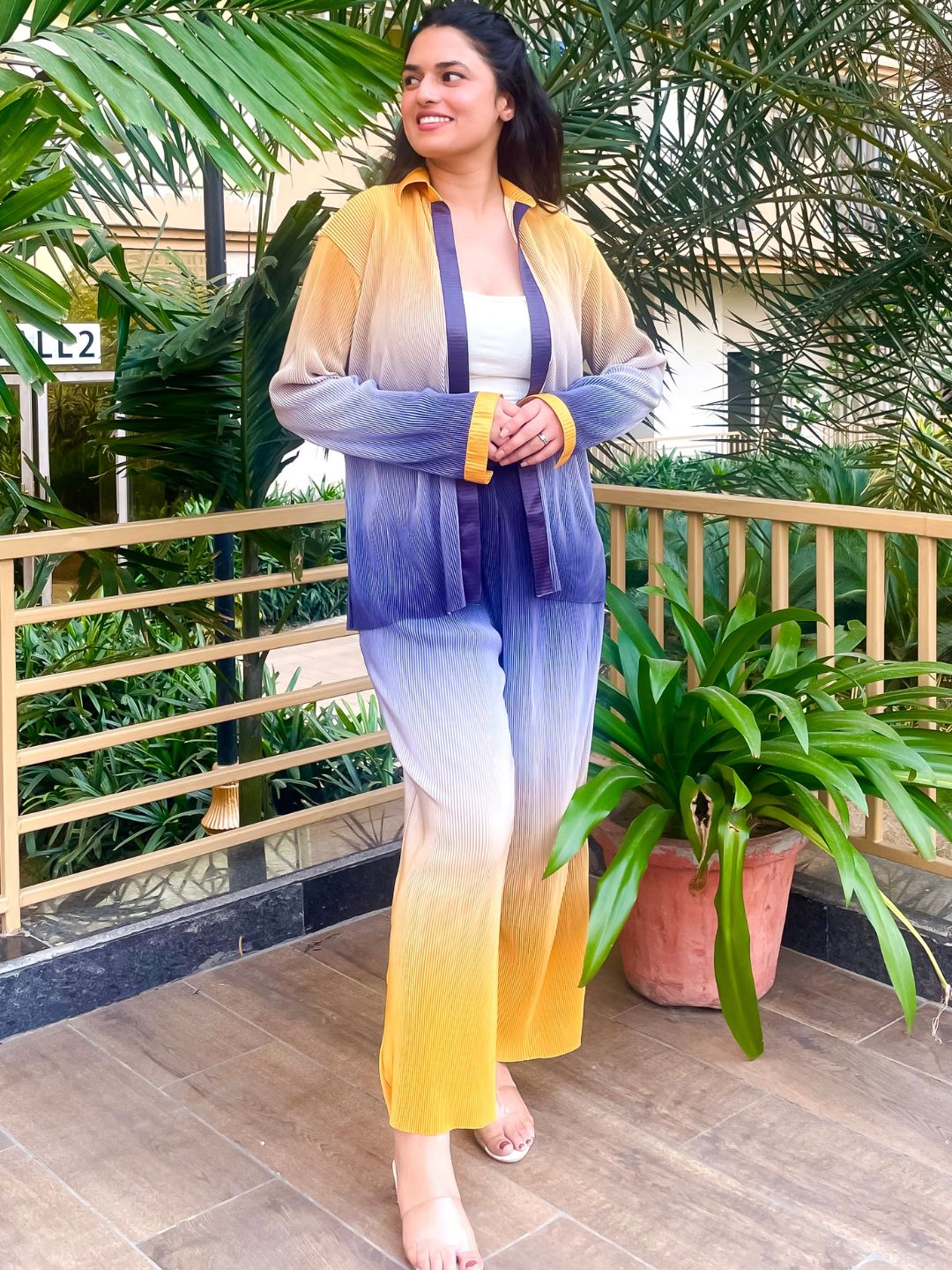 Pleated Two Piece Ombre Co-ord Set