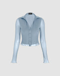 Collared Button Up Full Sleeve Dusty Blue Shirt