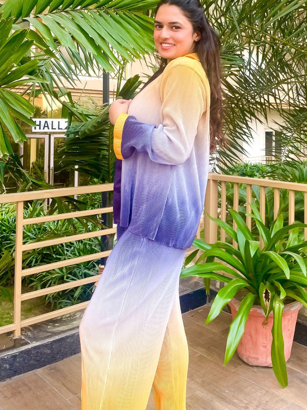 Pleated Two Piece Ombre Co-ord Set