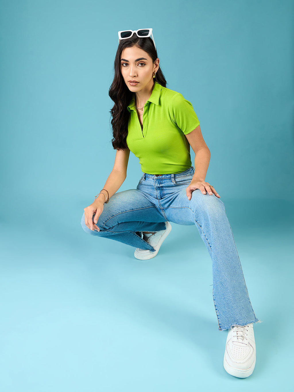 Stretchable Ribbed Polo Bodysuit